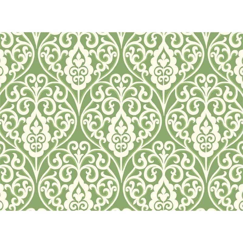 Premium Hardboard Green Damask Placemats (Set of 2) - Set of 2