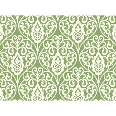Premium Hardboard Green Damask Placemats (Set of 2)