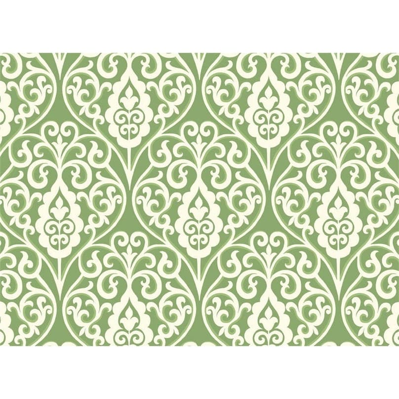 Premium Hardboard Green Damask Placemats (Set of 2)