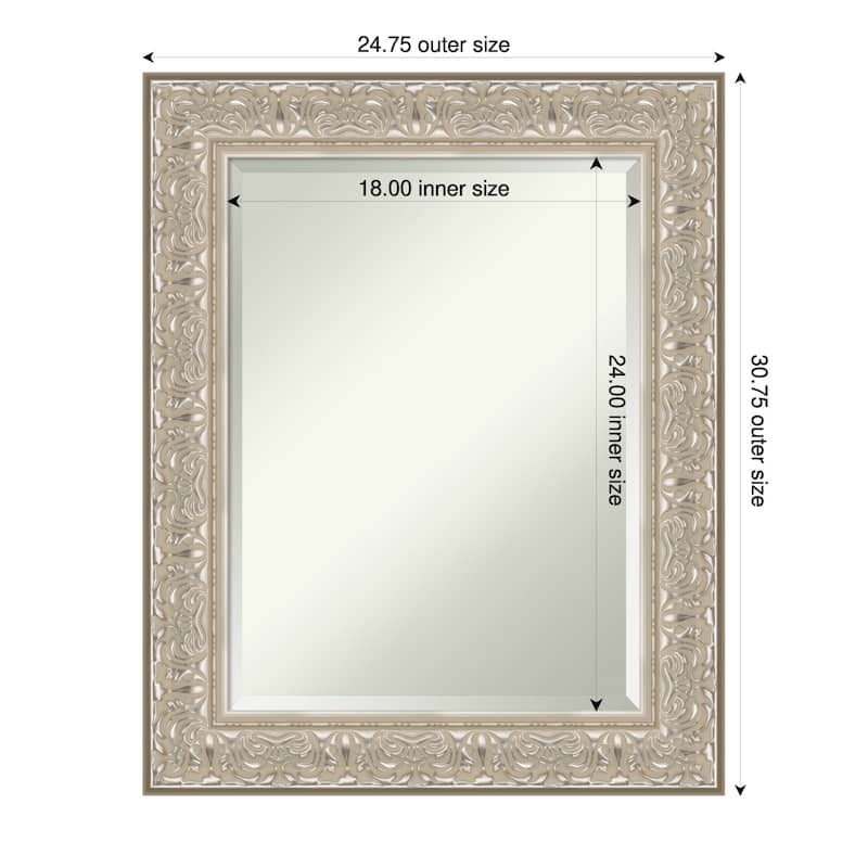 Luxe Beveled Framed Wall Mirror - 25 x 31 in - Luxe Silver Cream
