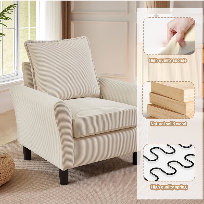 4-Piece Corduroy Living Room Sectional Sofa Set with Loveseat and Chair
