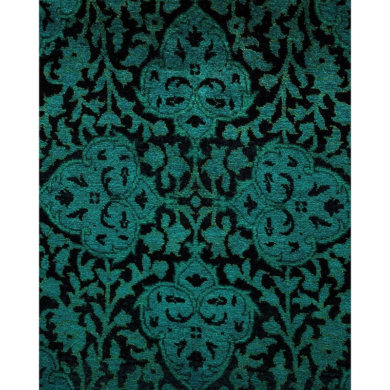 Overton Hand Knotted Wool Vintage Inspired Modern Contemporary Overdyed Blue Area Rug - 2' 9" x 10' 2"