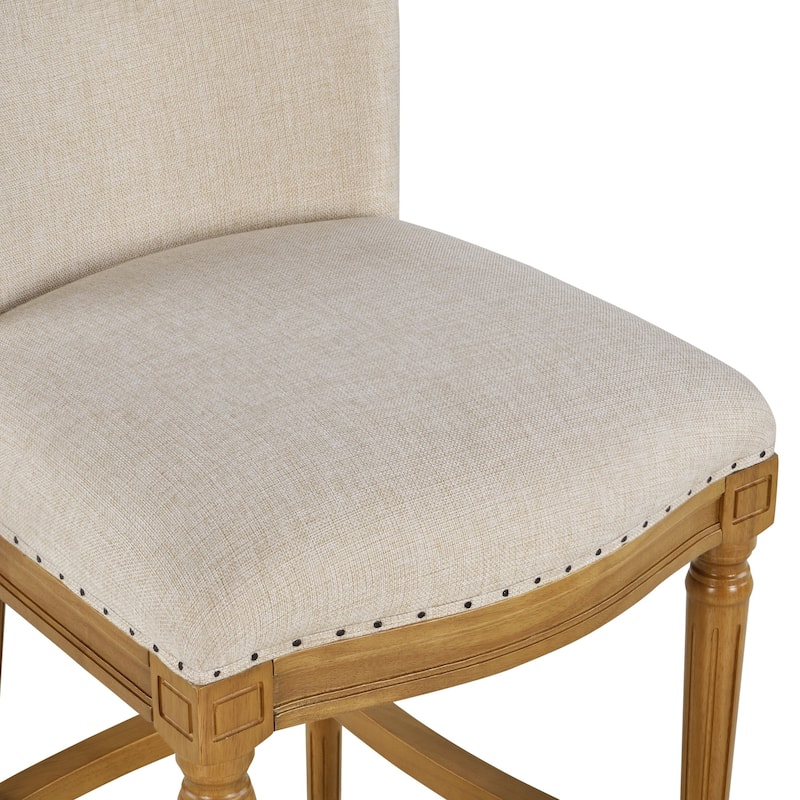 Francesca Linen and Oak Wood Bar Stool