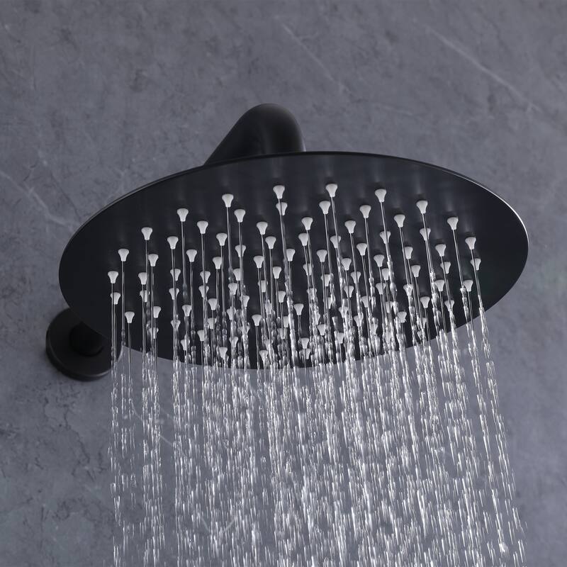 10" Solid Brass Wall Mounted Shower System with Tub Spout and 3-Cross Handles