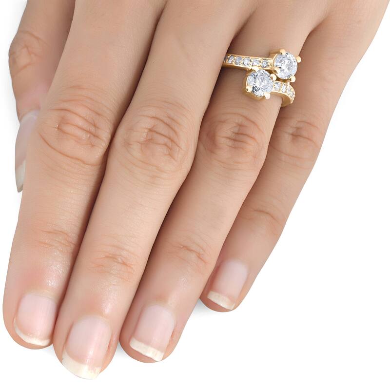 1 1/2 cttw Forever Us 2-Stone Diamond Engagement Forever Us Ring Yellow Gold