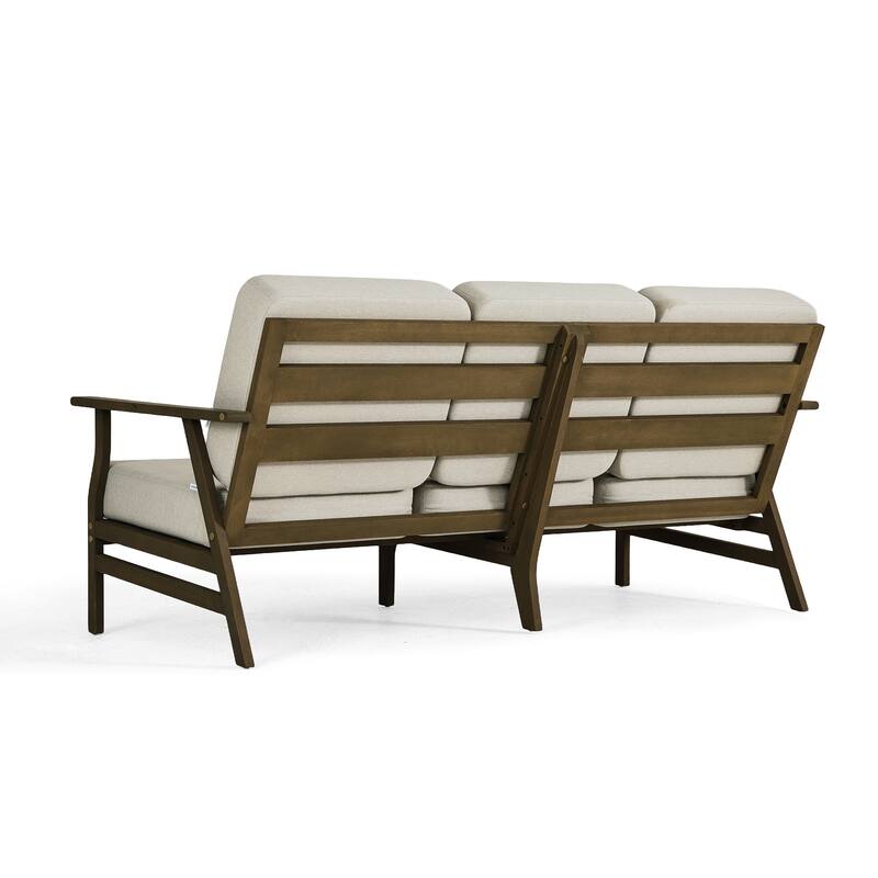 Modern Wood Outdoor Patio Sofa Loveseat with Cushion