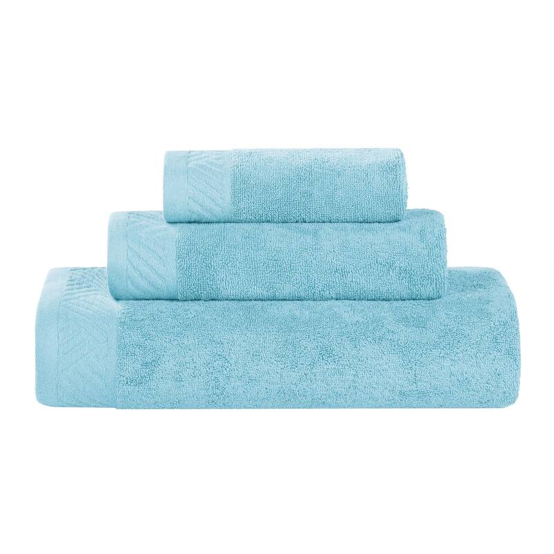Superior Basketweave Egyptian Cotton Solid 3 Piece Assorted Towel Set