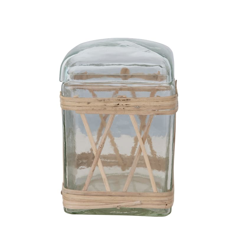 Rattan Wrapped Glass Jar with Lid