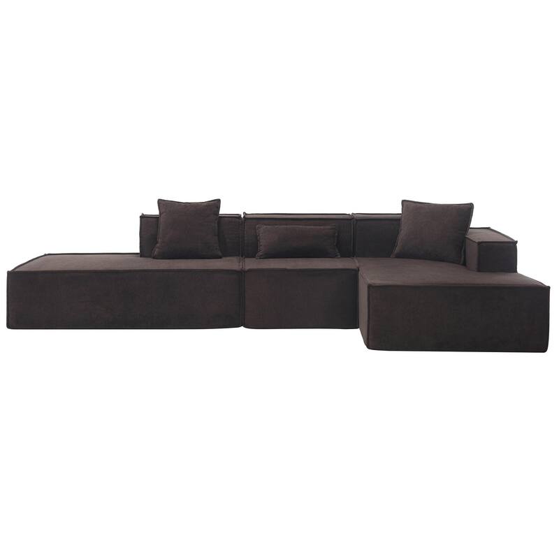 129.5" L-Shaped 4-Seater Sofa Set with Chaise