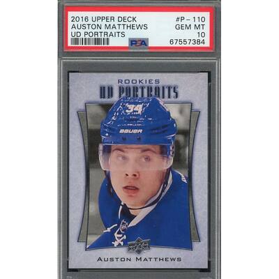 Auston Matthews 2016 Upper Deck Portraits Rookie Card #P-110 Graded PSA 10 - 8'6" x 11'6"