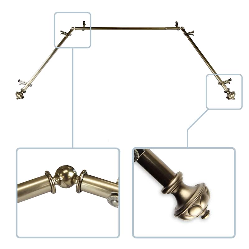 InStyleDesign Noah 13/16" Bay curtain rod 20"-36", 38"-72" - Antique Brass