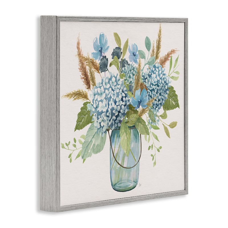 Stupell Hydrangea in Mason Jar Framed Giclee Art Design By Nan