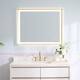 Wall Mounted Back Light Bathroom Framed LED Mirror Anti- Fog With Dimmable Light Touch Sensor And Memory Function - 32"H x 40'' W - Brushed Gold