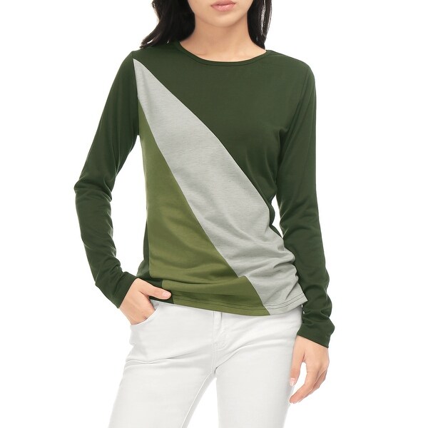 Color block long sleeve shirt women's clearance