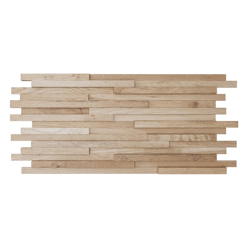 23 3/4"W x 11 7/8"H x 1/2"P Stacked Wood Mosaic Wall Tile, Oak - 23 3/4"W x 11 7/8"H x 1/2"P