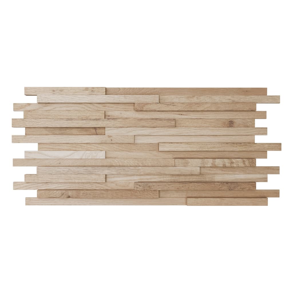 23 3/4"W x 11 7/8"H x 1/2"P Stacked Wood Mosaic Wall Tile, Oak - 23 3/4"W x 11 7/8"H x 1/2"P