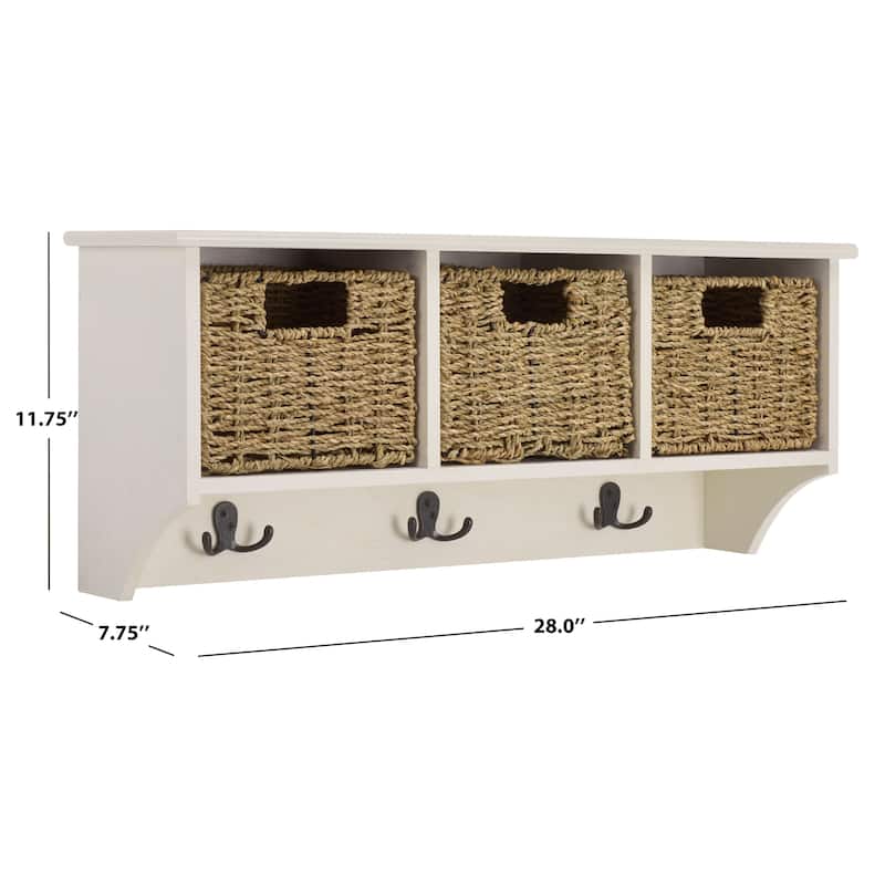 SAFAVIEH Jemina Black Hanging 3-Basket Wall Rack - 28" x 7.8" x 12" - 28"W x 8"D x 12"H