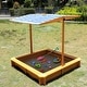 preview thumbnail 2 of 5, 46" Wooden Kids Sandbox with Cover, Large Outdoor Cedar Sandpit for Backyard Play, Perfect Kids Gift for Toddlers