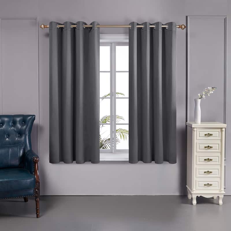 Deconovo 100 Percent Blackout Double Layers Lined Curtain (2 Panel)