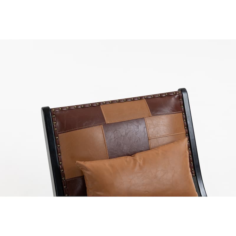 Boho Accent Chairs for Living Room, Ergonomic Lounge Reading Chair, Side Chair with Curved Backrest & Solid Wood Frame