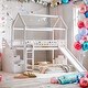 preview thumbnail 2 of 38, Friendly Design Twin Over Twin Bunk Bed with Two Drawers and Slide, House Bed with Slide
