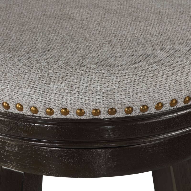 Cortesi Home Ferne Solid Wood Swivel Barstool, Gray Fabric