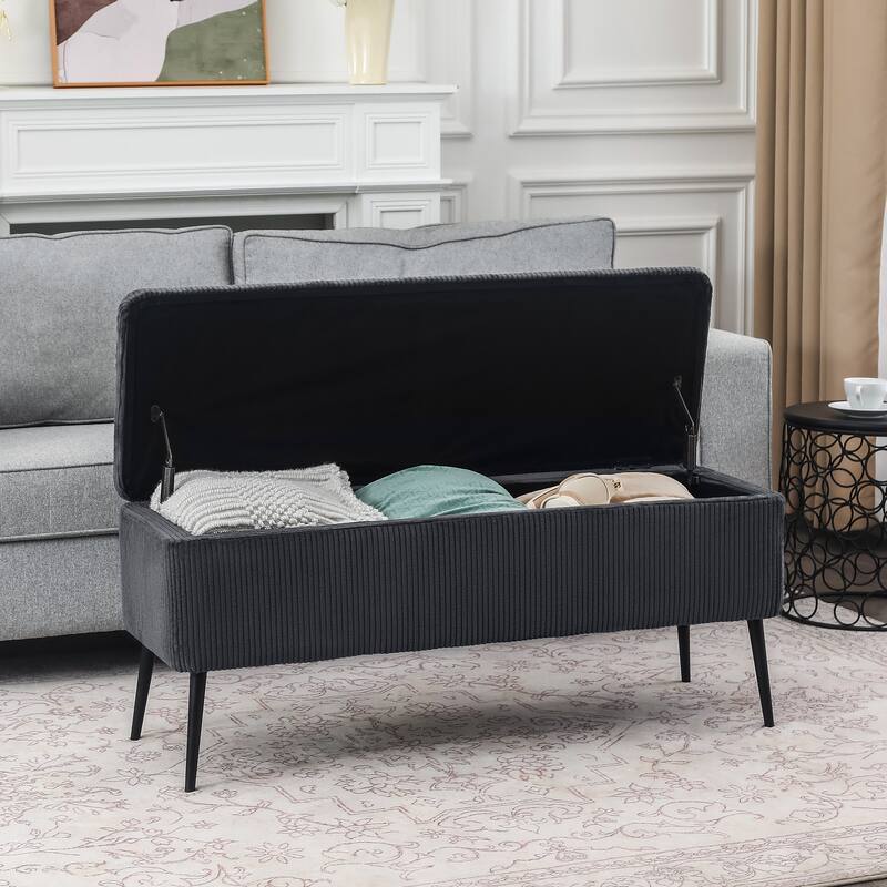 Adeco Upholstered Velvet Storage Bench 44 Inches Bed End Bench