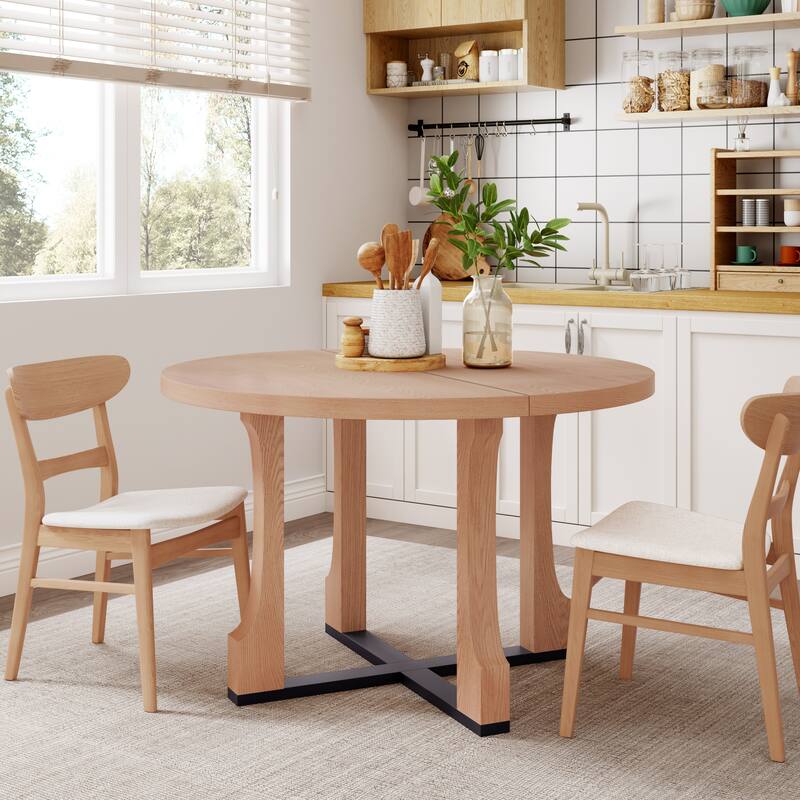 48" Farmhouse Round Dining Table with X-Cross Base
