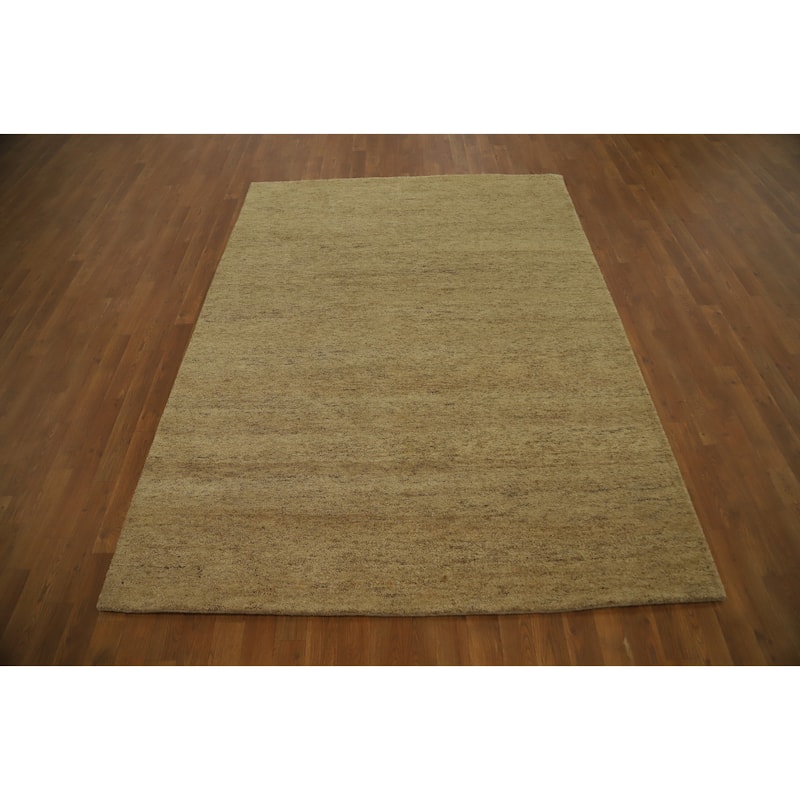 Hand Knotted Oriental 100% Wool Carpet Modern Modern Beige & Ivories Gabbeh Area Rug - 7' 7'' X 5' 7''