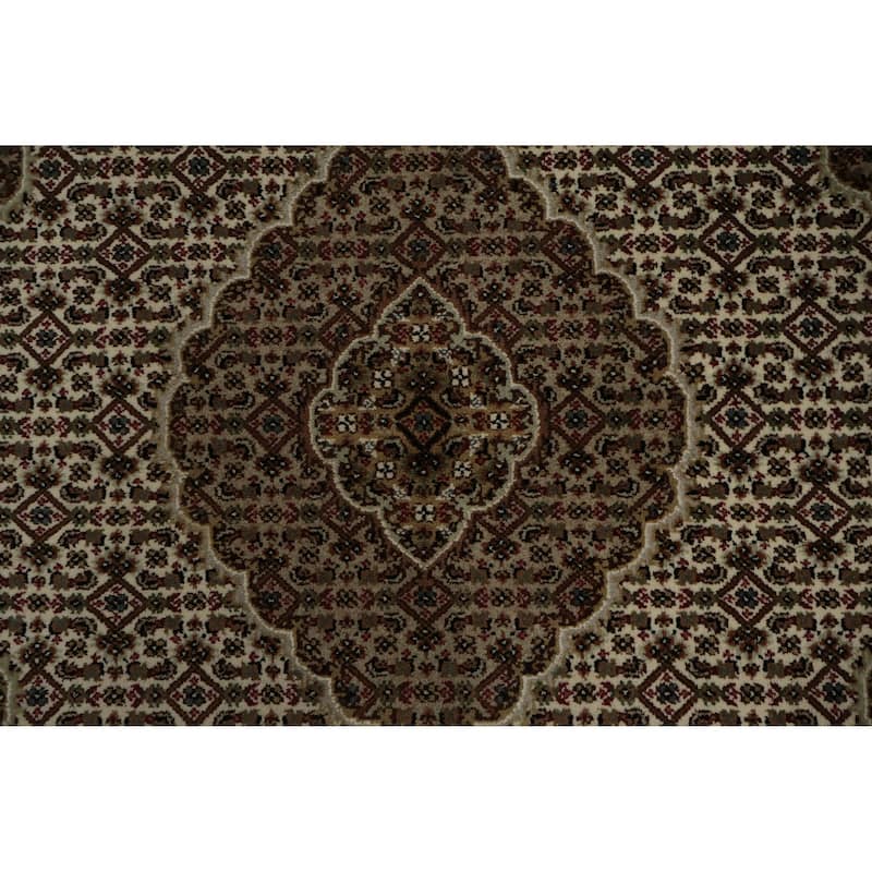 Hand Knotted Oriental 100% Wool Carpet Traditional Medallion Beige & Ivories Tabriz Area Rug - 6' 3'' X 4' 1''