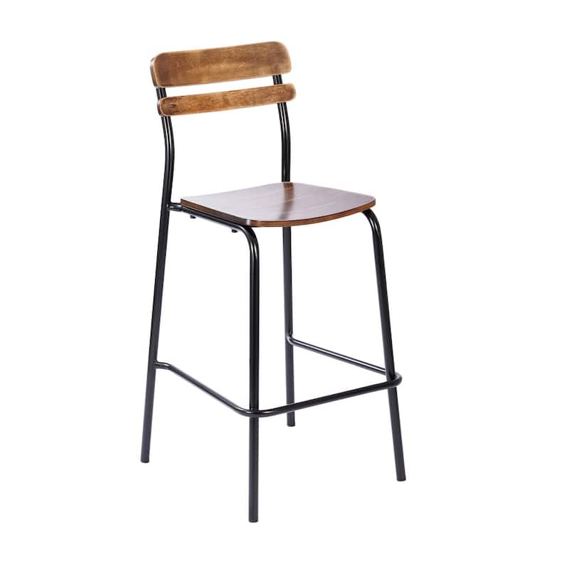 Commercial Solid Wood Bar Stool with Frame and Antique Finish - 19.75"W x 22.25"D x 44.5"H - Antique Copper