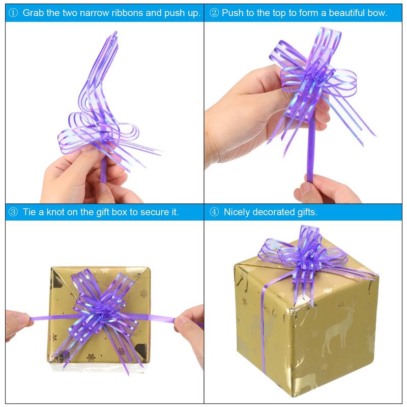 40Pcs 2.4" Chiffon Pull Bows Present Wrapping String Bows Ribbon Red
