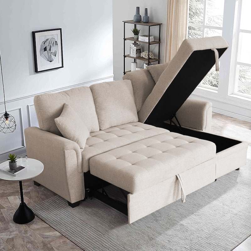 Modern Storage Fullsize Sofa Bed Polyester Padded Seat Sectional Sofa