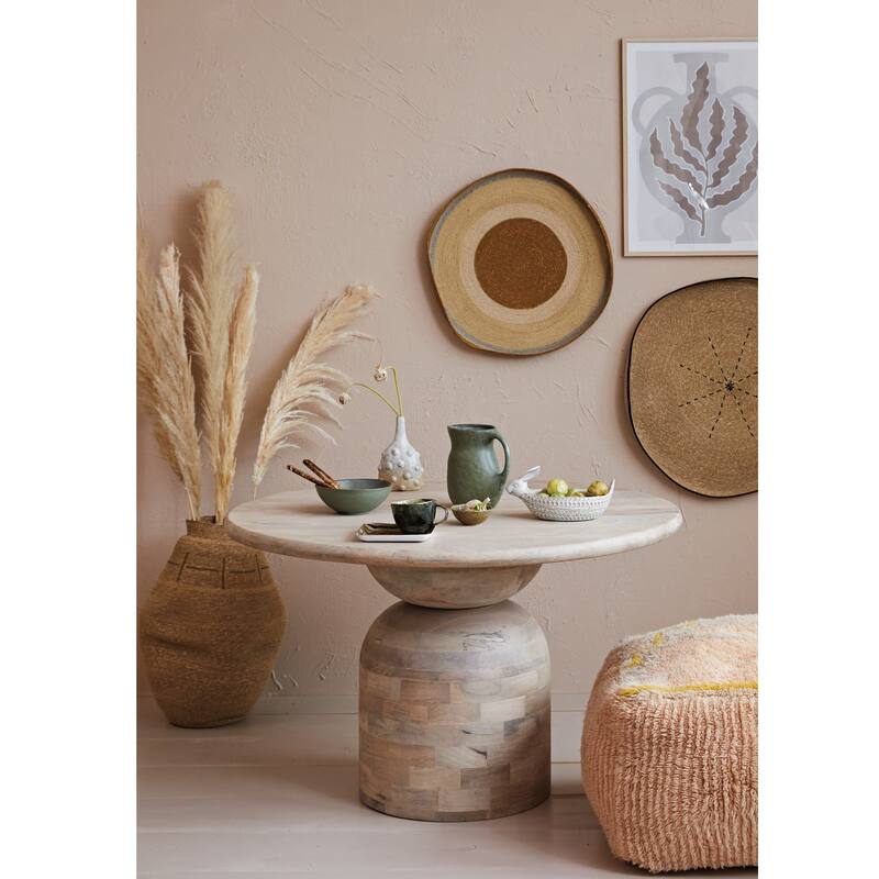 Mango Wood Dining Table with End Grain Base - 47.0"L x 47.0"W x 29.5"H