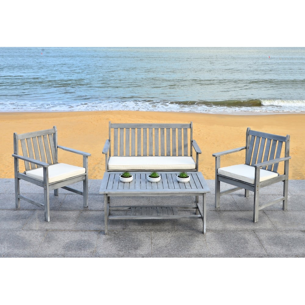 SAFAVIEH Outdoor Ainsley Acacia Wood 4-Piece Furniture Set - 44W x 34D x 25H