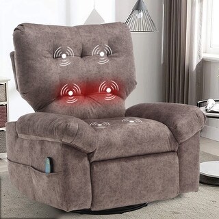 Overstuffed Rocker Recliner Chair with Massage and Heat, 360 °Swivel ...