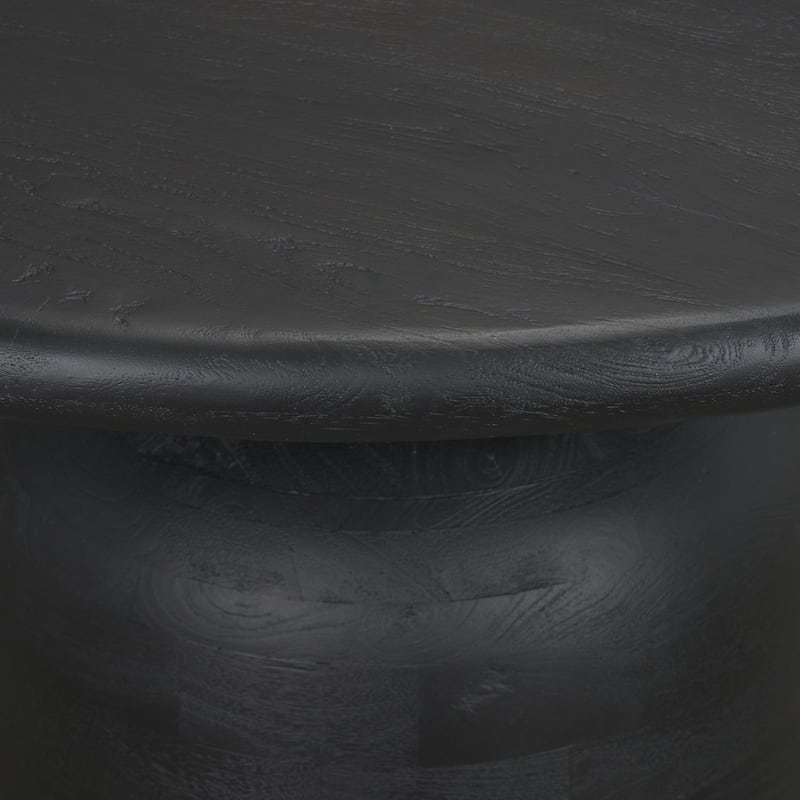 Atlas 42" Black / Mid-Brown Wood Stacked Pedestal Base Round Dining Table