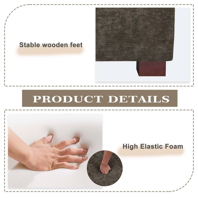 41" W Modern Rectangle Chenille Ottoman