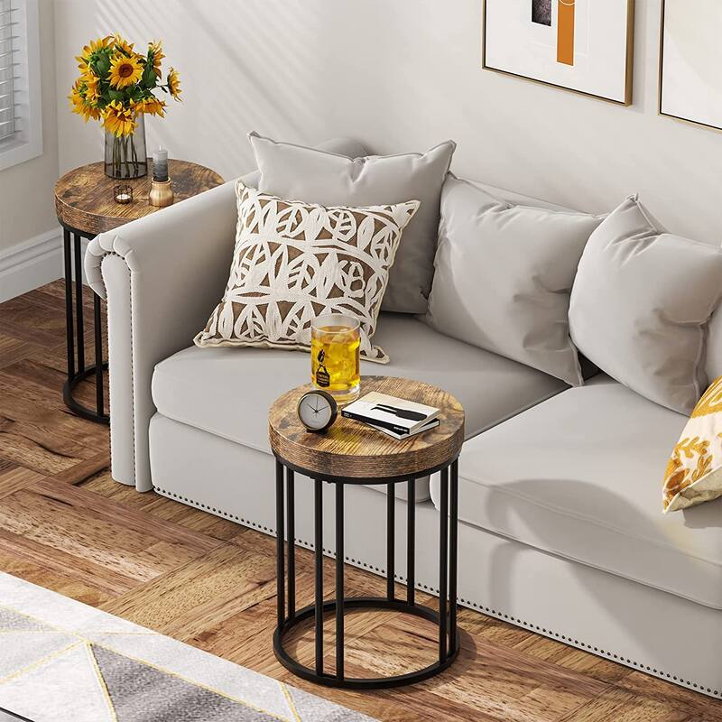 Round End Table, Modern Side Table Small Accent Table Nightstand