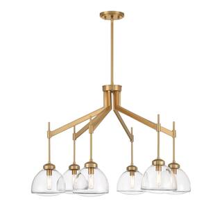 Warm Brass Six Light Chandelier from the Corbin Collection