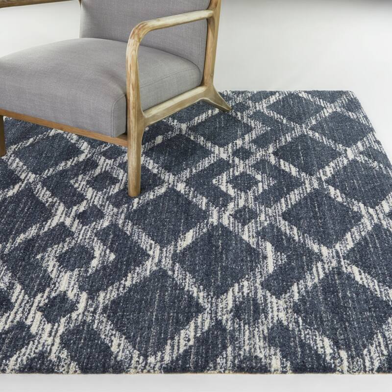 Vittorio Distressed Modern Area Rug - 5'3" x 7' - Dark Blue - Rectangle