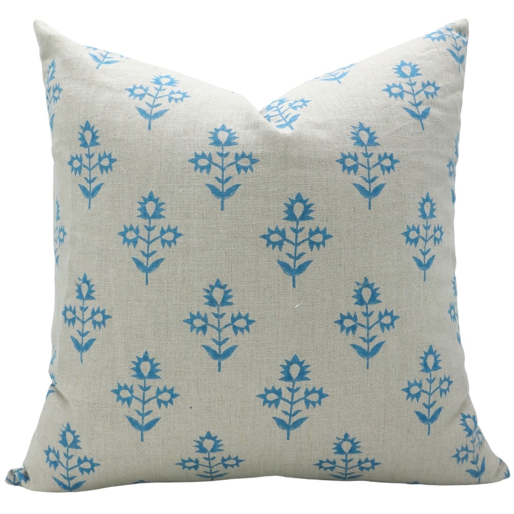 Fabdivine Vintage Boho Linen Pillow Cover Handmade Block Print Fall Décor