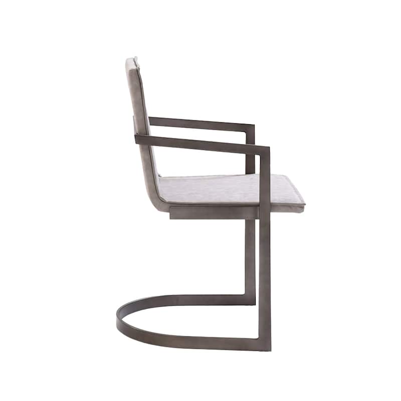 Gray/Gray Faux Leather Upholstered Metal Frame Dining Chair, Sturdy Dining Chair for Dining Rooms - 21.75