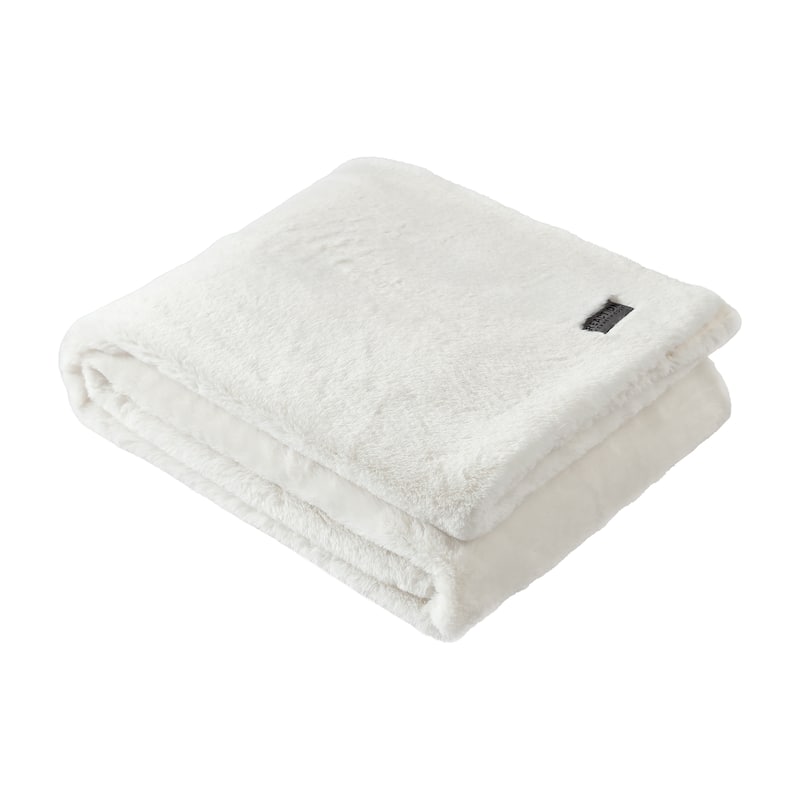 Kenneth Cole Faux Fur Solid Throw Blankets