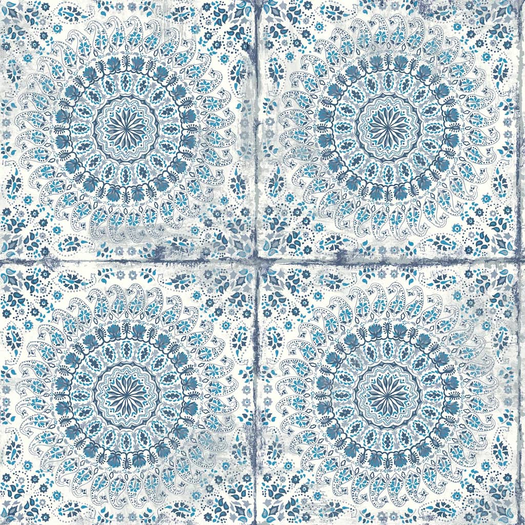 Seabrook Designs Boho Rhapsody Mandala Boho Tile Unpasted Wallpaper