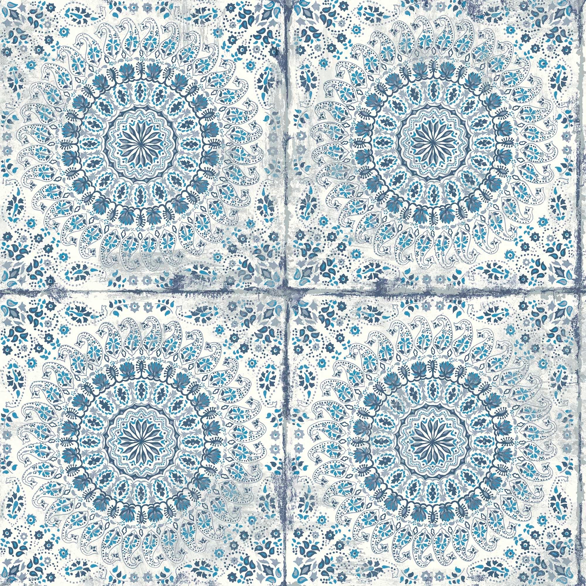 Seabrook Designs Boho Rhapsody Mandala Boho Tile Unpasted Wallpaper