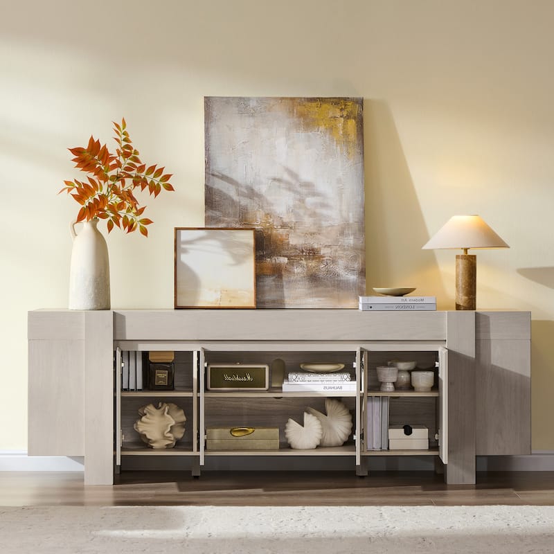 Modern Farmhouse TV Stand, Wood Entertainment Center for Living Room