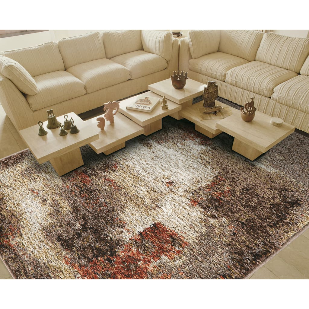 Olympia Collection Brown/Beige Abstract Design Area Rug