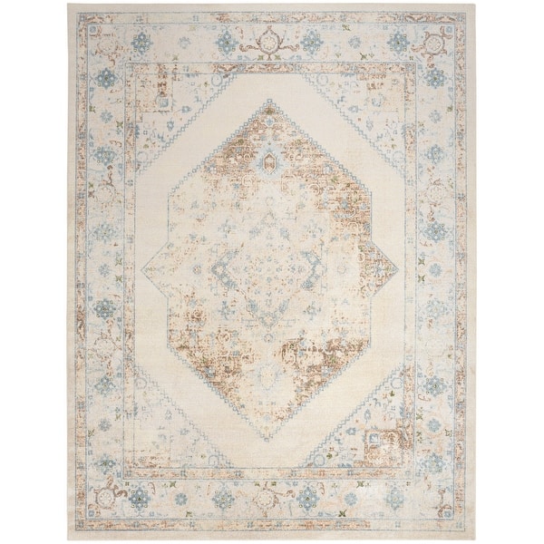 Nourison Astra Machine Washable Persian Area Rug - 6' 7" x 9' - Ivory/Blue - Rectangle