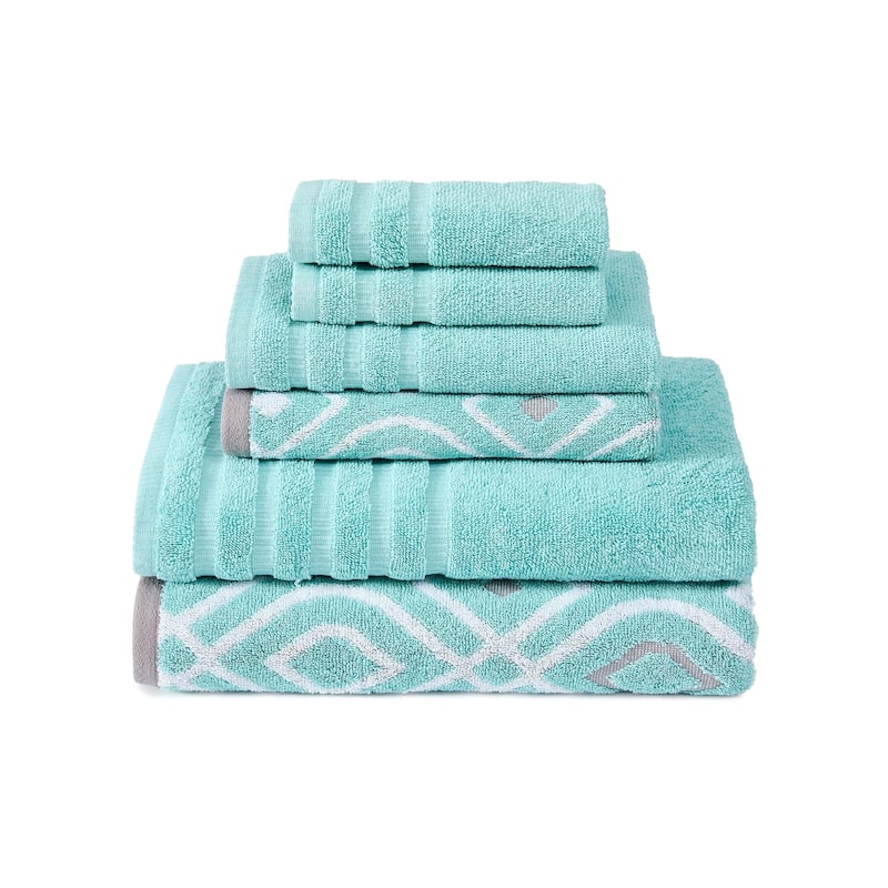 Modern Threads 6-Piece Yarn Dyed Oxford Towel Set - Aqua
